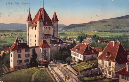 Schweiz 1927 Schloss Thun Vintage Postkarte