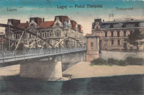 Rumänien 1921 Lugoj Podul Timisului Brücke Vintage Postkarte