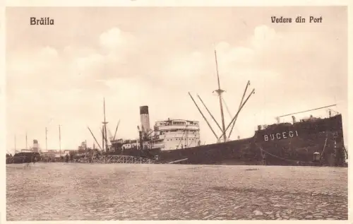 Rumänien 1931 Braila Hafen Bucegi Schiff Dampfschiff Postkarte