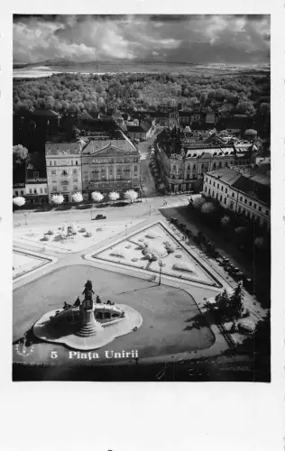 Rumänien Cluj Piata Unirii Union Square RPPC Vintage Postkarte