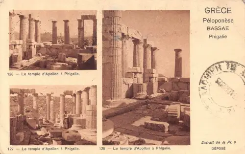 L328 Griechenland 1952 Peloponnesische Basis Phigalia Apollo Tempel Ruine Vintage Postkarte