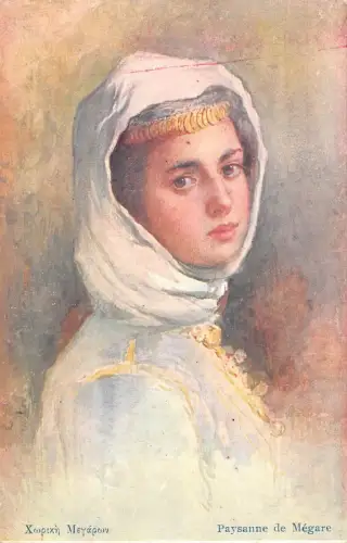 L330 Griechenland Bauer von Megara Tracht Portrait Vintage Postkarte