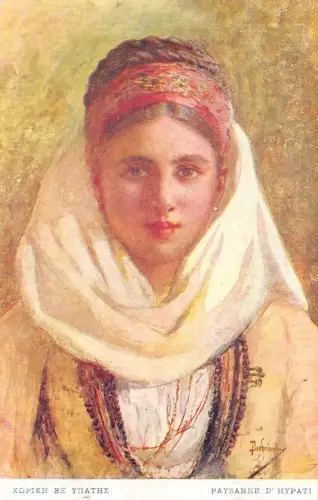 L329 Griechenland Bauernmädchen Nationalkostüm Paysanne d'Hypati Vintage Postkarte