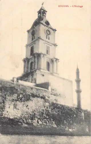 L330 Griechenland Rhodos Uhrturm Vintage Postkarte