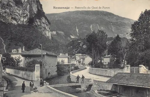 Frankreich Sassenage Passerelle du Quai de Furon Berge Vintage Postkarte