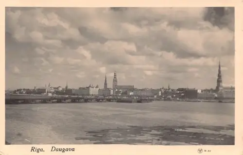 Riga 1937 Lettland Daugava Flussblick Vintage Postkarte