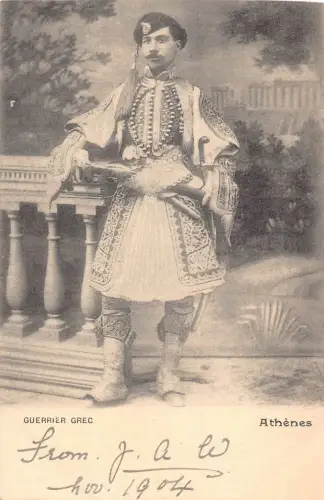 L330 Griechenland Griechischer Krieger Soldat Nationaltracht Athen Vintage Postkarte