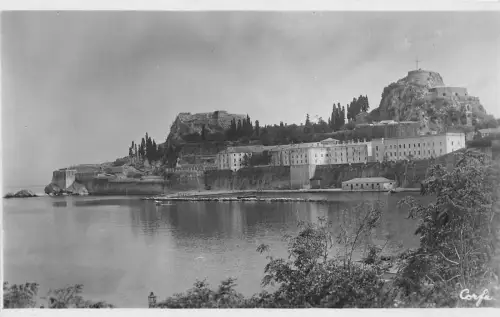 L329 Griechenland Korfu Panoramablick auf Zitadelle Vintage Postkarte