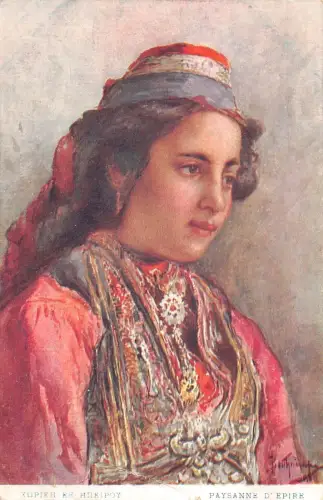 L329 Griechenland Bauernmädchen Epir National Tracht Portrait Vintage Postkarte