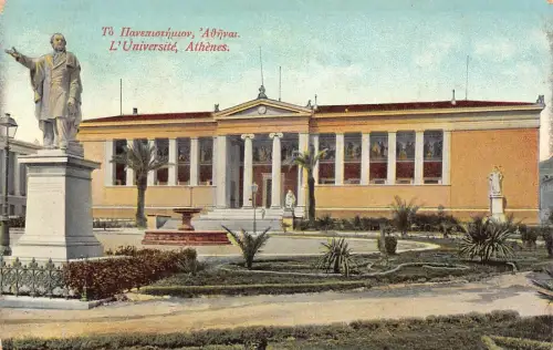 L328 Griechenland Athen Universität Statue Vintage Postkarte