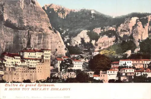 L328 Griechenland Mega Spilaio Kloster Cloitre du grand Spilaeum Vintage Postkarte