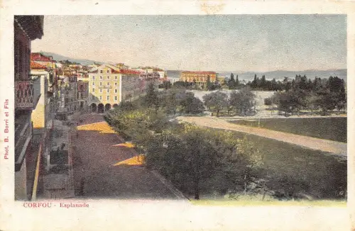 L329 Griechenland Korfu Esplanade Vintage Postkarte