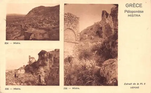 L329 Griechenland 1952 Mystras Mistra Ruinen Landschaften Vintage Postkarte