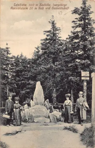 A085 Österreich 1914 Tafelichte Seehöhe Isrgebirge Aussichtsturm Menschen Postkarte
