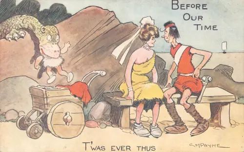 L019 GM Payne Before Our Time Humor signierte Vintage Postkarte