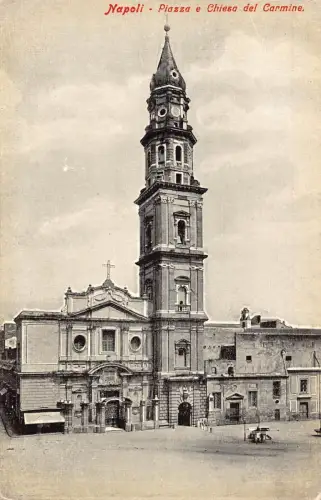 A084 Italien Napoli Neapel Piazza e Chiesa del Carmine Kirchplatz Postkarte