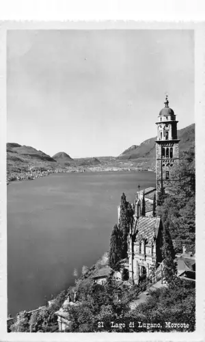 A084 Schweiz 1948 Lago di Lugano Lake Morcote Tower Vintage Postkarte