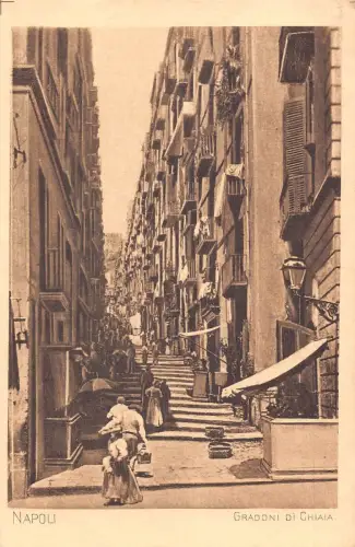 A084 Italien Napoli Neapel Graddni di Chiaia Belebte Straße Vintage Postkarte