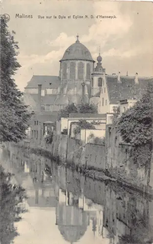 A084 Belgien 1915 WWI Malines Ansicht Dyle und Kirche D'Hanswyck Feld Postkarte