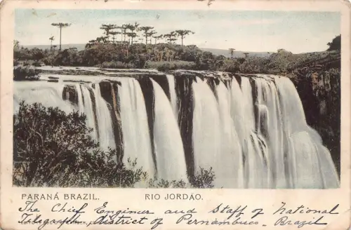 L335 Brasilien Parana Brasilien Rio Jordao Wasserfall Litho Vintage Postkarte