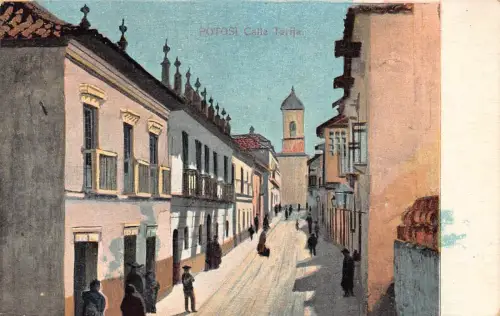 L335 Bolivien Potosi Calle Tarija Straßenarchitektur Vintage Postkarte