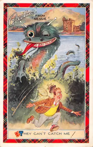 A896 Grüße aus Nessie Schottland Monster Scares Hunter Tartan Postkarte