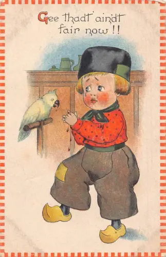 A897 Comic Humor Entenjunge füttert Papagei Das ist jetzt fair! Postkarte