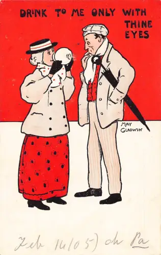A896 Comic Humor Kunst Möge Gladwin Paar mir nur mit deinem Auge trinken Postkarte