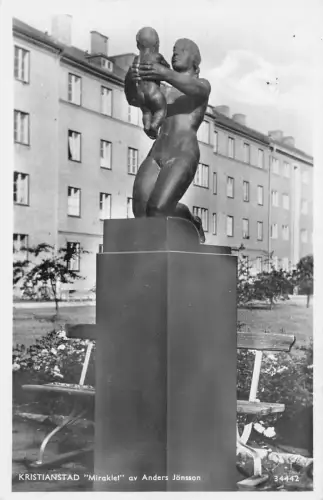 A899 Schweden Kristianstad Miraklet Av Anders Jonsson Statue RPPC Vintage Postkarte