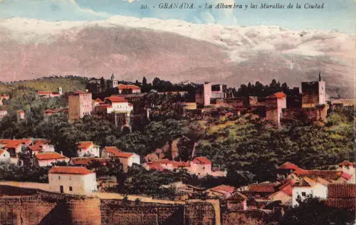 A901 Spanien Granada La Alhambra y las Murallas de la Ciudad Postkarte