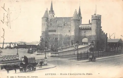 A903 Belgien Anvers Antwerpen Musee d'Antiquites du Steen Kutsche Postkarte