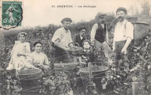 A902 Frankreich 1910 Argentuil Les Vendanges Bauern Trauben Weinberg RPPC Postkarte