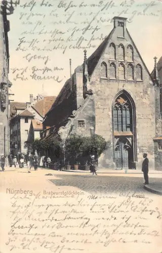 L340 Deutschland 1904 Nürnberg Bratwurstgloecklein Restaurant Vintage Postkarte