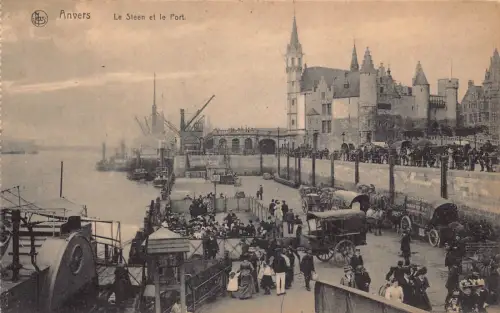 A903 Belgien Anvers Antwerpen Steen et Port Kutschen Postkarte