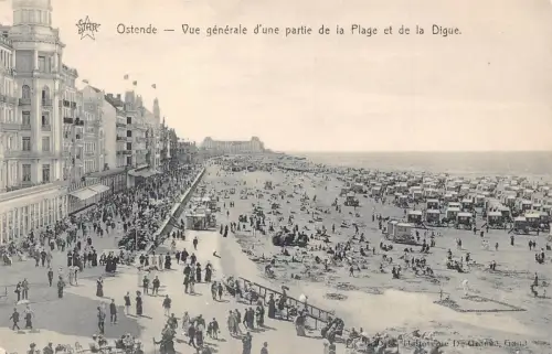 A903 Belgien Ostende Gesamtansicht Pest und Digue Strand Postkarte