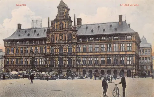 A903 Belgien Anvers Antwerpen L'Hotel de Ville Rathaus Fahrrad Postkarte