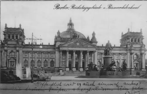 L184 Deutschland 1925 Berlin Reichstagsgebaeude Bismarck Denkmal Postkarte