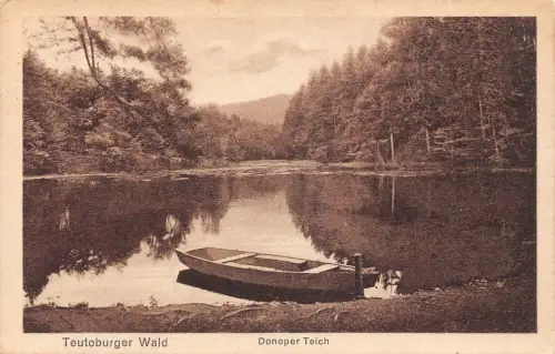 L184 Deutschland Teutoburger Wald Donoper Treich Boot See Vintage Postkarte