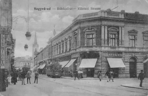 L510 Rumänien Nagyvarad Oradea 1917 Rakoczi ut Straßenbahn Vintage Postkarte