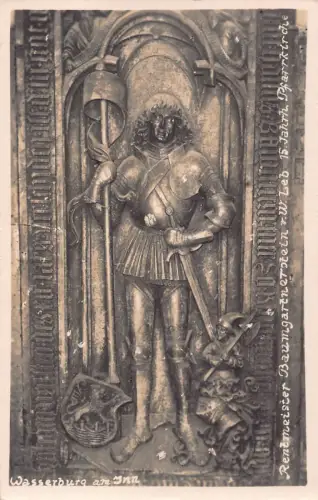 L340 Deutschland Wasserburg a Inn Pfarrkirche Detail Skulptur Vintage Postkarte