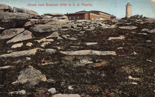 Deutschland Gruss vom Brocken 1142 Meere Vintage Postkarte