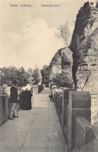 Deutschland Saechs Schweiz Basteirückebrücke Vintage Postkarte
