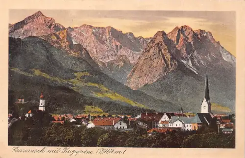 Deutschland Garmisch mit Zugspitze Vintage Postkarte