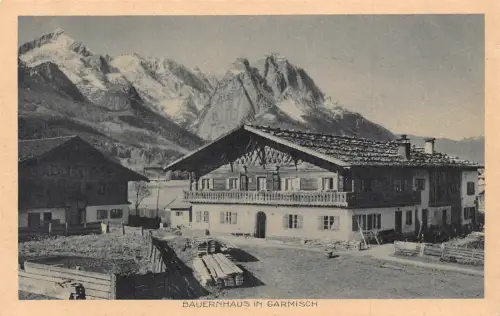 Deutschland Bauernhaus in Garmisch Berg Vintage Postkarte