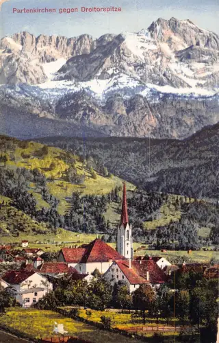 Deutschland Partenkirchen gegen Dreitorspitze Vintage Postkarte