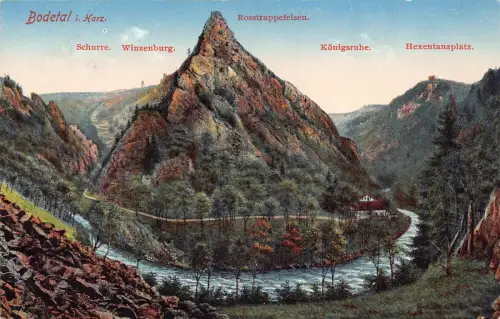 Deutschland Bodetal i Harz Schurre Winzenburg Rosstrappefelsen Königsruhe Postkarte