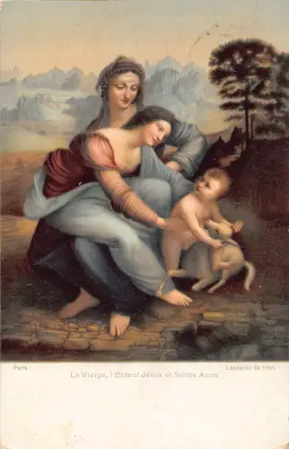 A090 Gemälde 1906 L'enfant Jesus et Sainte Anne-Leonardo da Vinci Postkarte