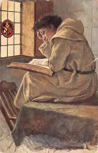 A090 Künstlerkarte 1913 Professor Claus Meyer im Franziskanerkloster Postkarte