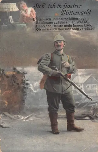 A090 Soldaten Uniform 1. Weltkrieg 1915 Liebesgedicht Paar getrennt durch Kriegsfeld Postkarte