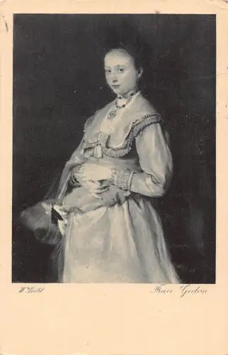 A090 Gemälde 1927 signiert Wilhelm Leibl - Frau Gedon Elegante Frau Postkarte
